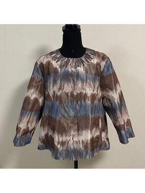 Chico’s Moire Taffeta Jacket Blue/ Taupe Size Medium